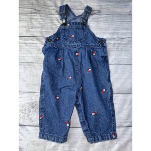 Hartstrings Vintage Baby 6-9 Months Overalls Denim Apple Flower